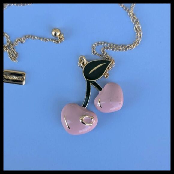 Coach Pink Cherry Signature Slider Necklace - Picture 4 of 9